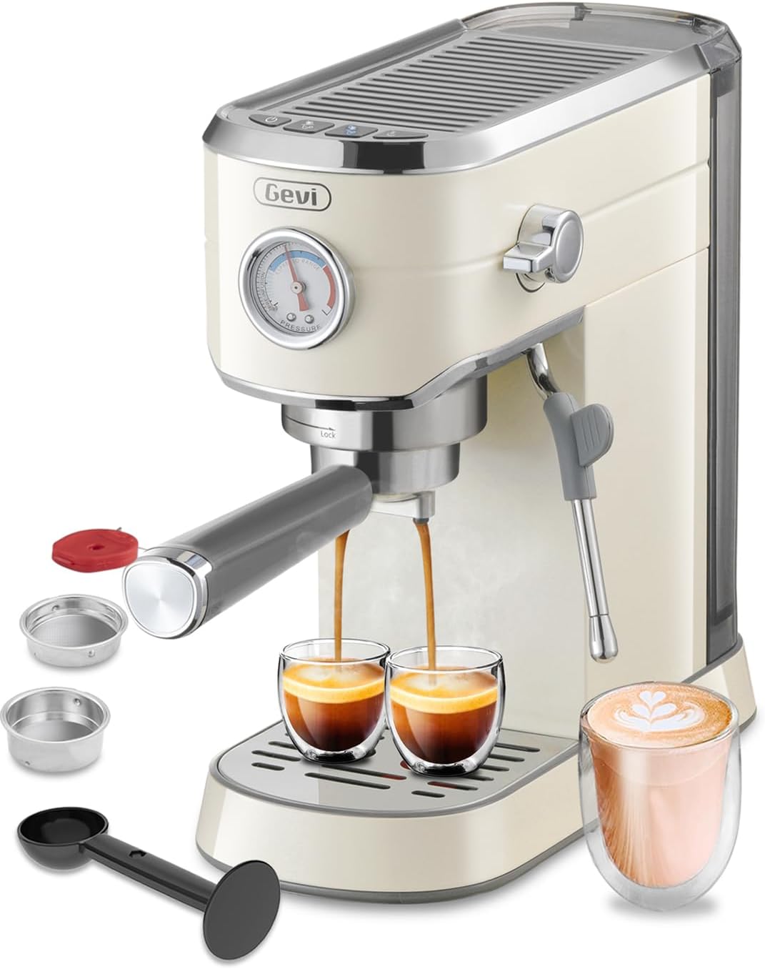Gevi Professional Espresso & Coffee Maker with Milk Frother – Stainless Steel