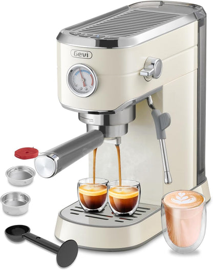 Gevi Professional Espresso & Coffee Maker with Milk Frother – Stainless Steel