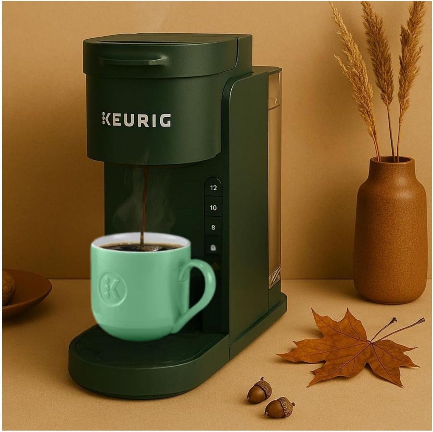 Keurig K-Express Single Serve K-Cup Pod Coffee Maker, 3 Brew Sizes, Strong Button Feature, 42oz Removable Reservoir, Evergreen