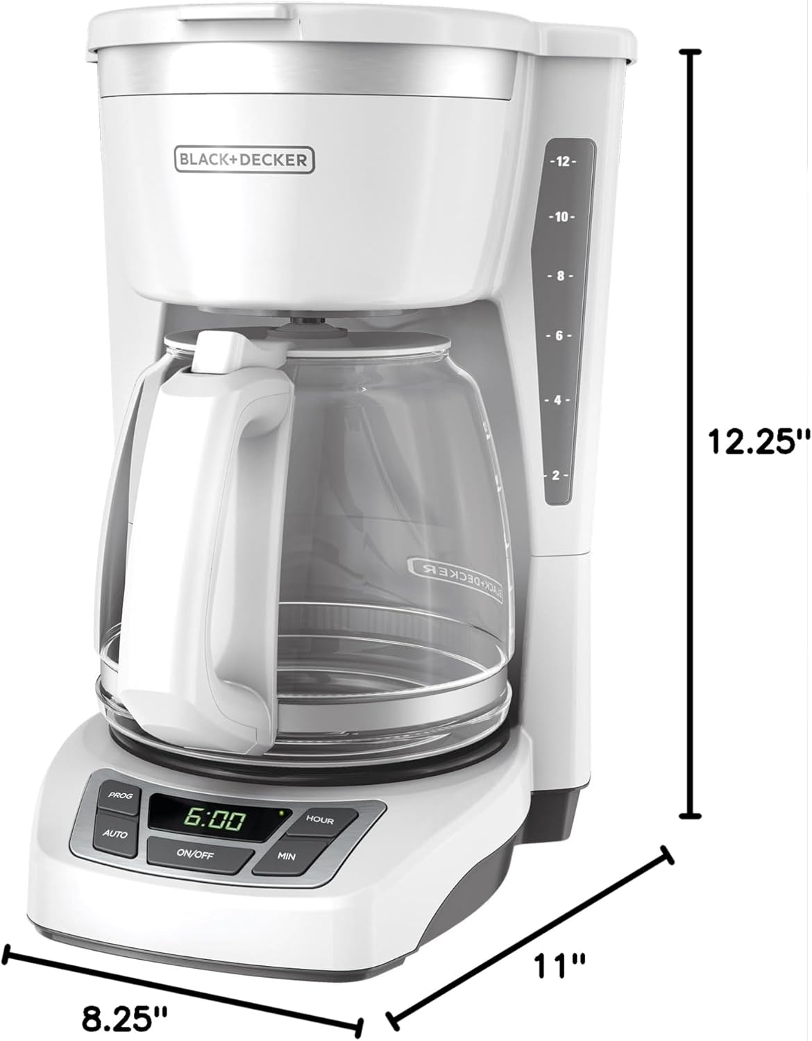 BLACK+DECKER 12-Cup Programmable Coffee Maker with Auto Brew & Keep Hot Plate (CM1160W)