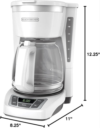 BLACK+DECKER 12-Cup Programmable Coffee Maker with Auto Brew & Keep Hot Plate (CM1160W)