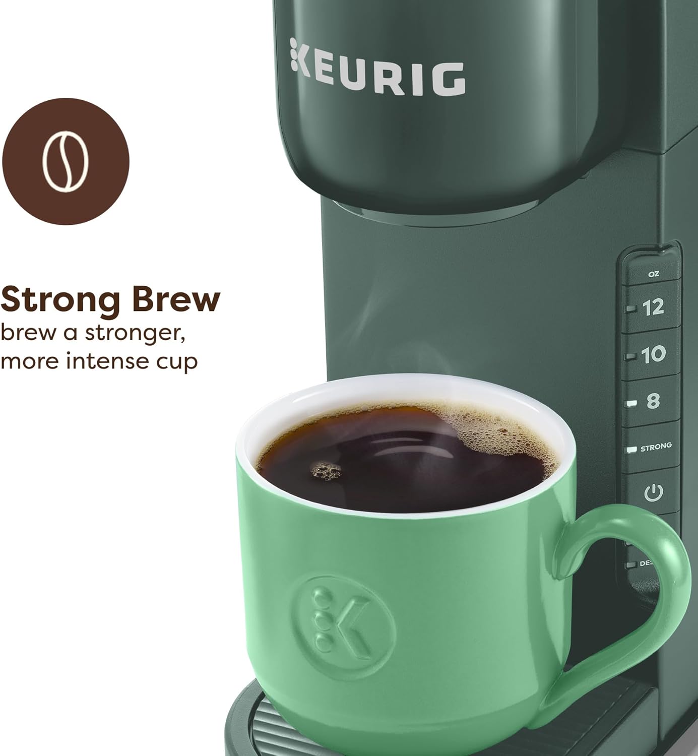 Keurig K-Express Single Serve K-Cup Pod Coffee Maker, 3 Brew Sizes, Strong Button Feature, 42oz Removable Reservoir, Evergreen