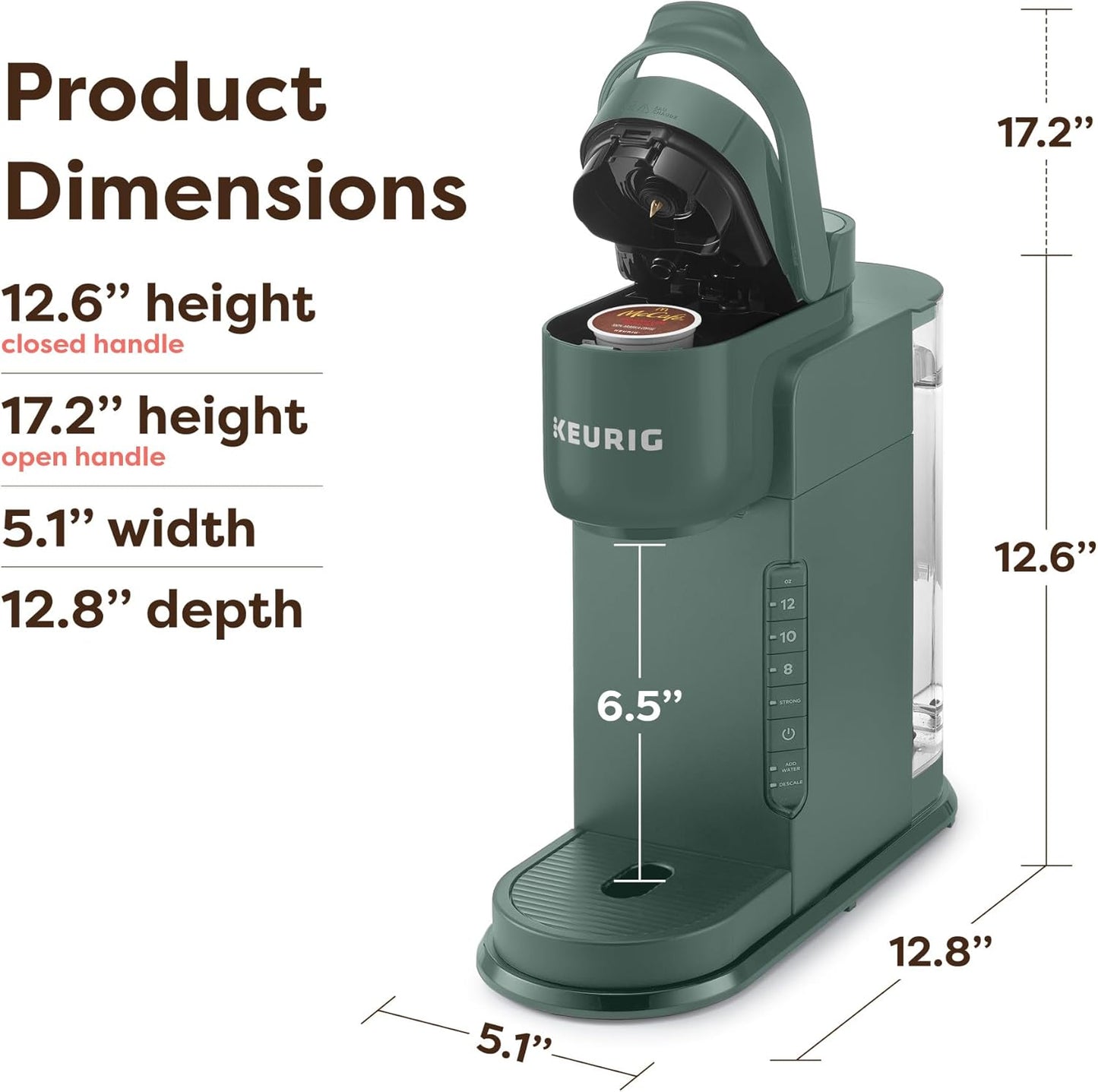 Keurig K-Express Single Serve K-Cup Pod Coffee Maker, 3 Brew Sizes, Strong Button Feature, 42oz Removable Reservoir, Evergreen