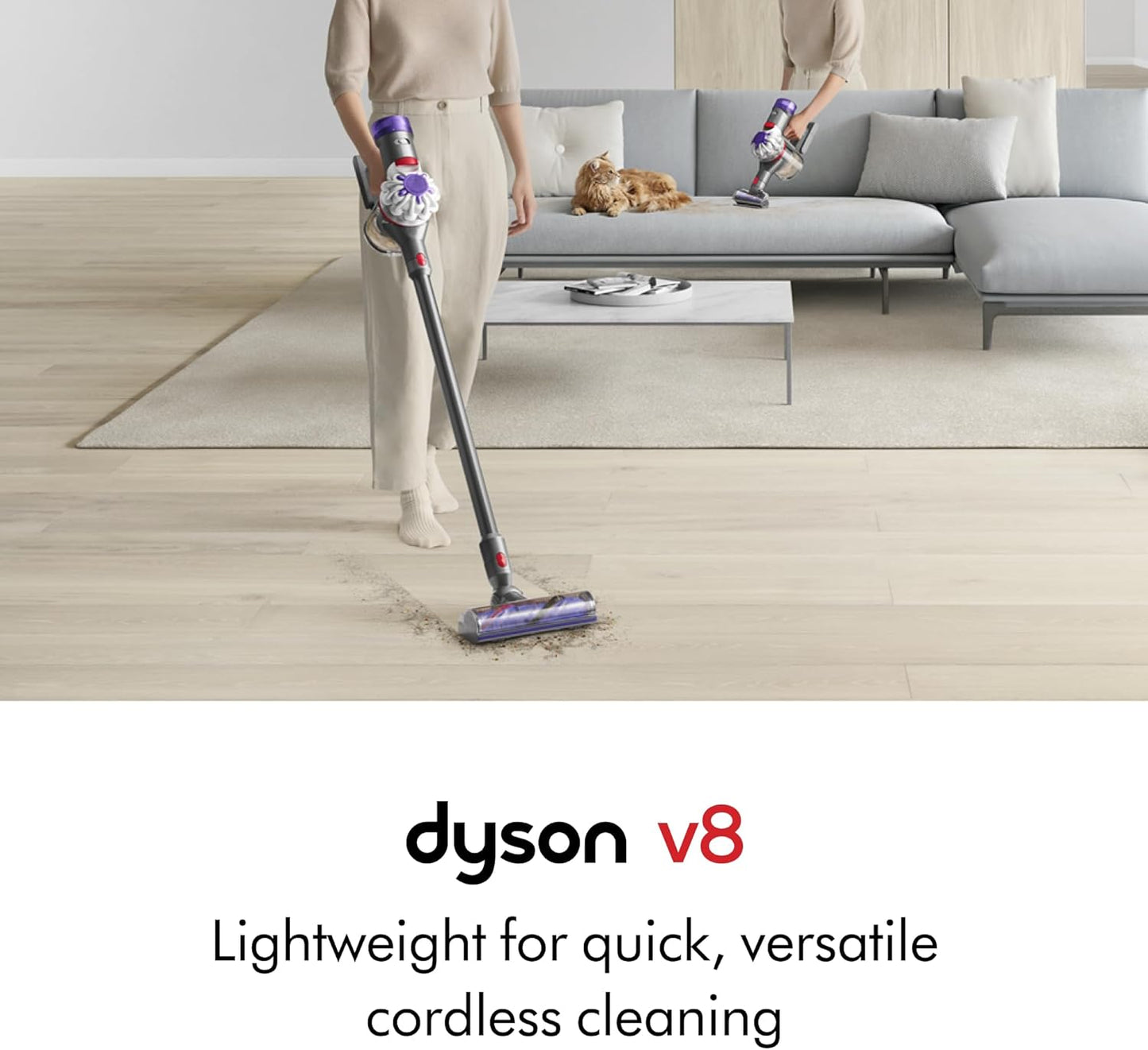 Dyson V8 Cordless Vacuum – Hard Floors & Carpets, Converts to Handheld, 115AW