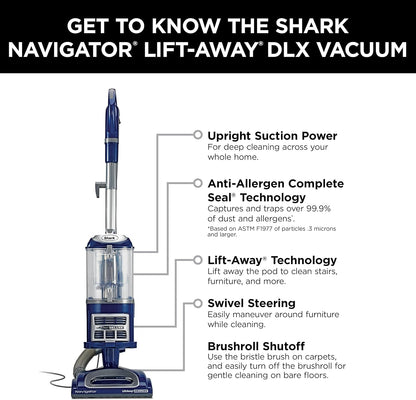 Shark Navigator Lift-Away Deluxe Upright Vacuum – HEPA Filter & Large Dust Cup (NV360)