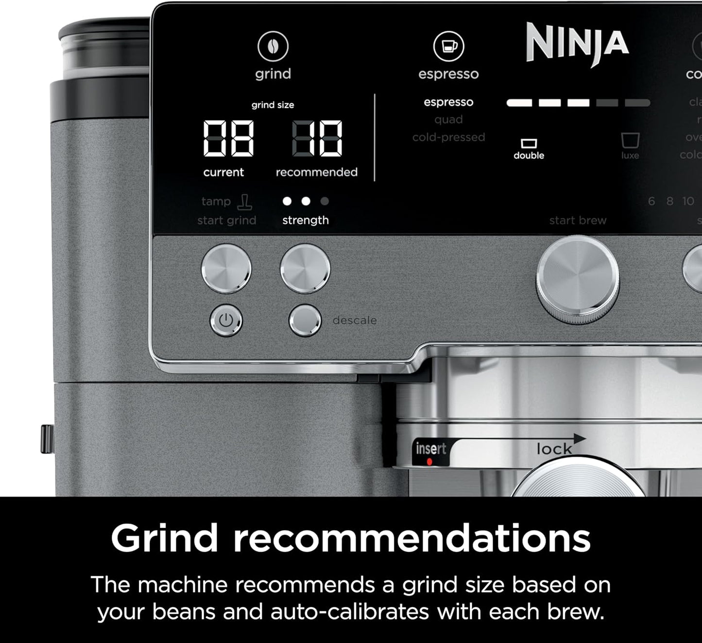 Ninja Luxe Café Premier 3-in-1 Espresso & Coffee Machine with Grinder & Frother (ES601GM)