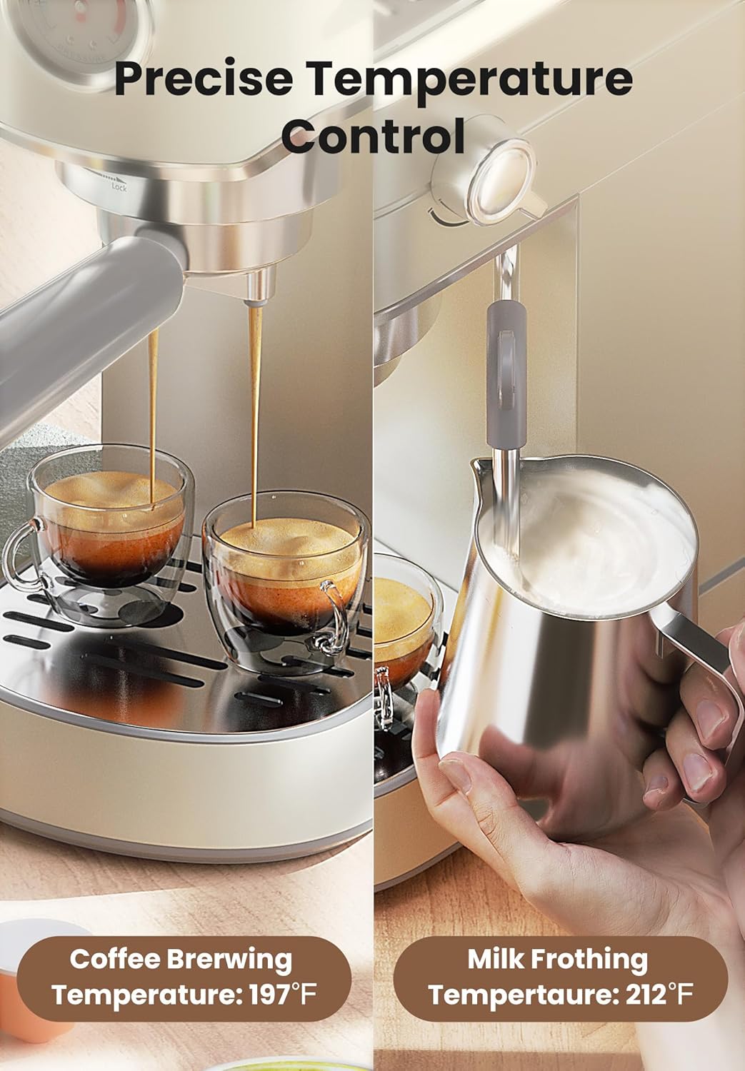 Gevi Professional Espresso & Coffee Maker with Milk Frother – Stainless Steel